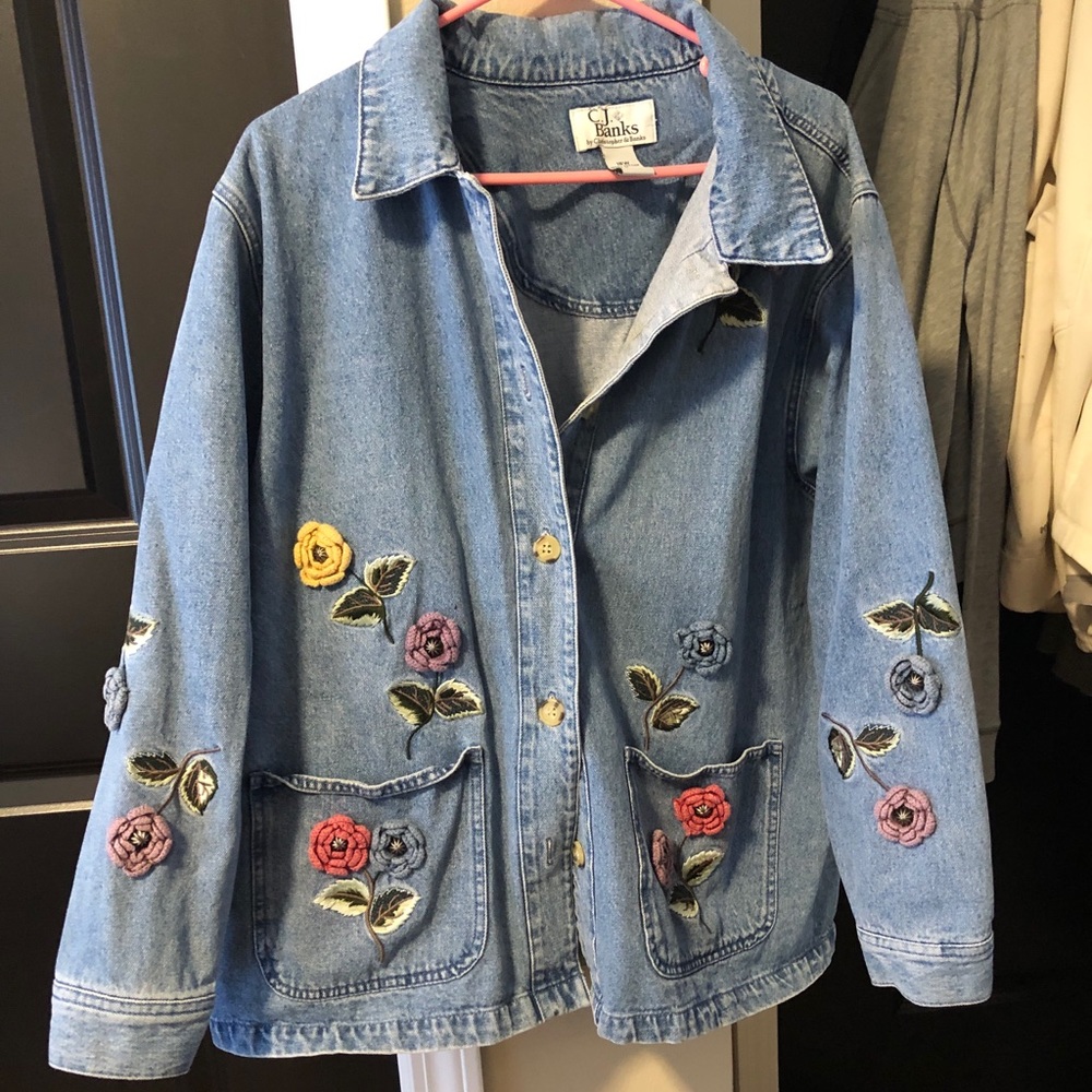 Floral denim jacket